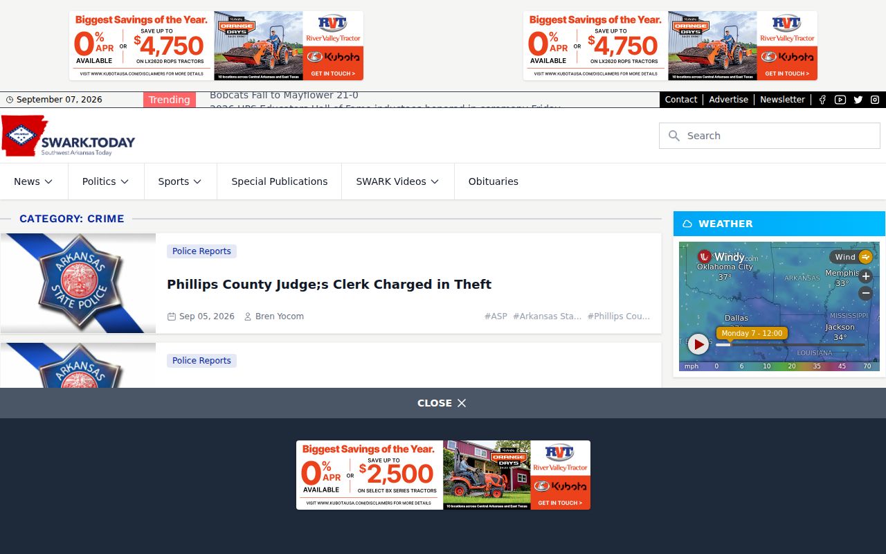 SWARK Today regional crime coverage page
